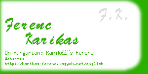 ferenc karikas business card